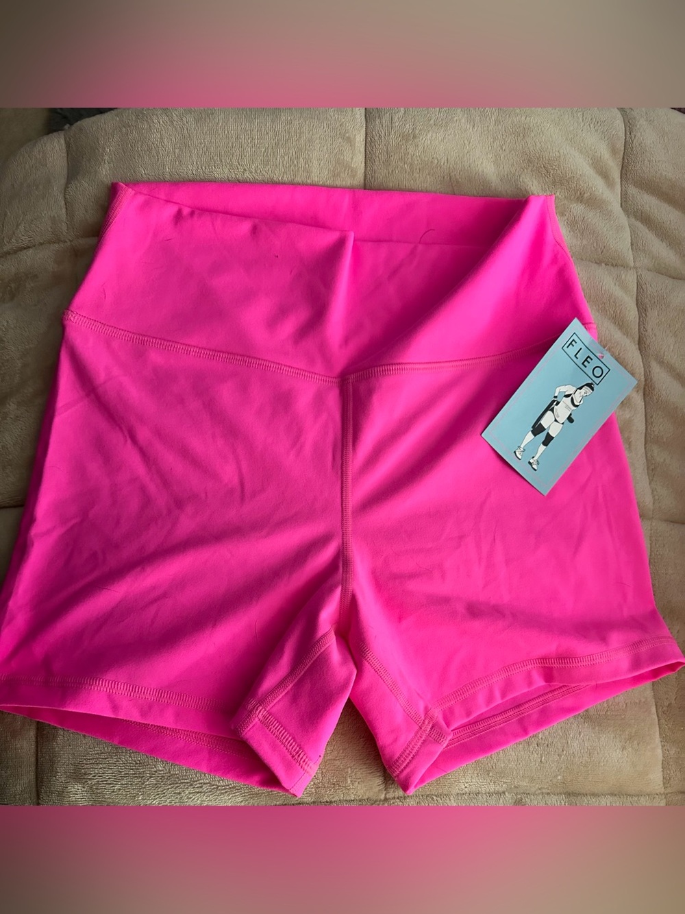 Fleo Women's Neon Pink High-Rise Bike Shorts